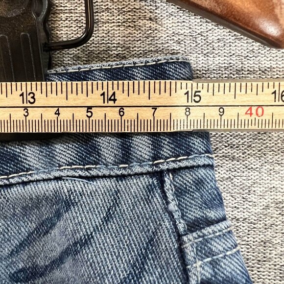 Aeropostale Jean Short Women Size 4 Blue Printed Boyfriend Cutoff Button Fly - Picture 5 of 16